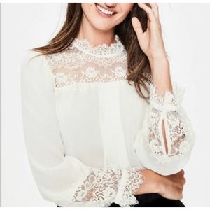 Boden White Lace Blouse